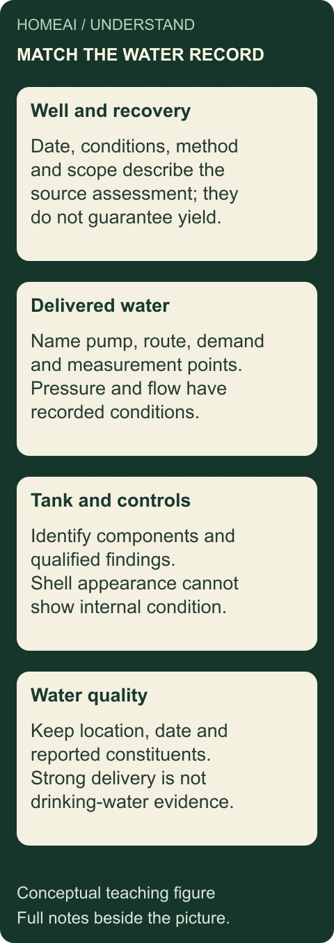Four records answer four different water questions. Original labelled conceptual figure; the complete explanation and every stage are also static text below.